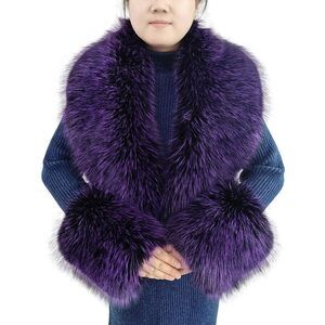 2345 Faux Fur Collar Cuffs Set Warm Fake Scarf Winter Women